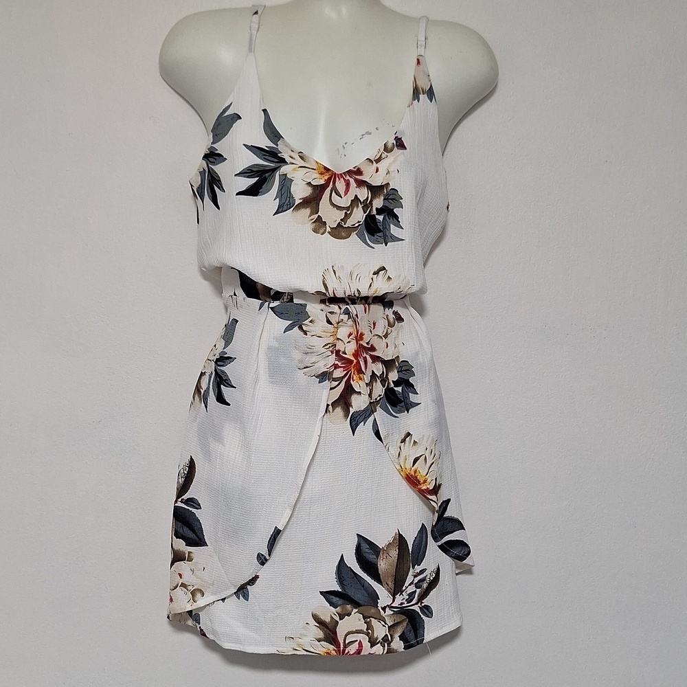 Yoins Dress Sleeveless Summer Slip Floral White Dress
